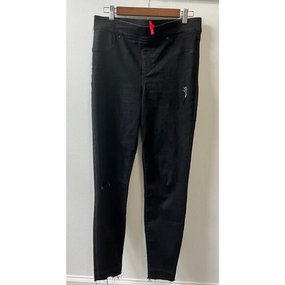 SPANX vintage distressed black ankle jeans size large - Picture 1 of 4